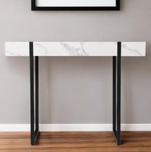 Load image into Gallery viewer, Faux Marble Sled Console Table - White / Black