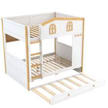 Load image into Gallery viewer, Full Over Full Bunk Bed With Storage Shelves And Trundle - White / Natural