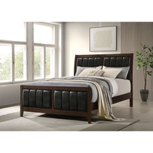 Load image into Gallery viewer, Queen Panel Bed With Upholstered Headboard And Footboard - Brown