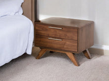 Load image into Gallery viewer, 18" Wood And Solid Wood Two Drawer Nightstand - Dark Brown