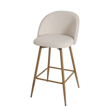 Load image into Gallery viewer, Fabric Metal Low Back Counter Height Swivel Bar Chair - Beige / Oak
