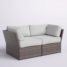 Load image into Gallery viewer, Outdoor Wicker Loveseat With Cushions Patio Seating Wicker - Brown