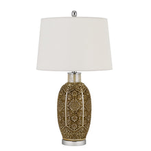 Load image into Gallery viewer, Metal Table Lamp With Off-White Empire Shade - Brown