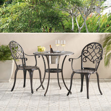 Load image into Gallery viewer, 3 Piece Outdoor Aluminium Cast Bistro Set With Ice Bucket - Copper