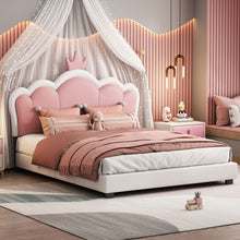 Load image into Gallery viewer, Upholstered Princess Platform Bed With Crown Headboard