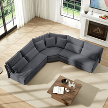 Load image into Gallery viewer, 5 Seater L Shaped Sectional Sofa With Curved Corner, 7 Pillows