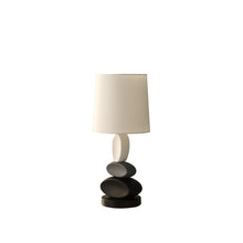 Load image into Gallery viewer, Metal Table Lamp With White Drum Shade - Black Gray / White
