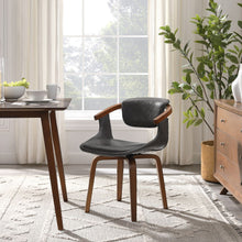 Load image into Gallery viewer, Upholstered Faux Leather Dining Arm Chair - Dark Gray