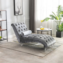 Load image into Gallery viewer, Velvet Chaise Lounge Indoor, Button Tufted Upholstered Chaise Lounge Chair With Pillow