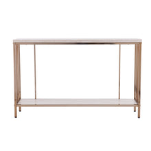 Load image into Gallery viewer, Faux Stone Floor Shelf Console Table With Storage - Champagne / Gold