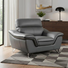 Load image into Gallery viewer, Leather Match Solid Color Pillow Top Arms Silver Legs - Gray