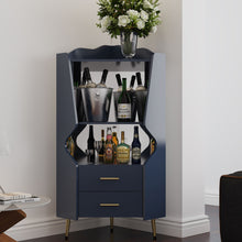 Load image into Gallery viewer, Corner Bar Cabinet With Mirrored Back, 2 Open Shelves & 2 Drawers, High Legs For Easy Cleaning