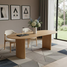 Load image into Gallery viewer, 79" Double Pedestal Base Oval Solid Wood Dining Table - Natural