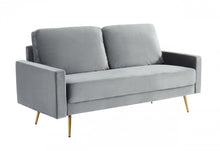 Load image into Gallery viewer, Velvet Sofa With Brass Legs - Gray
