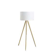 Load image into Gallery viewer, Metal Adjustable Tripod Floor Lamp With White Linen Drum Shade - Gold