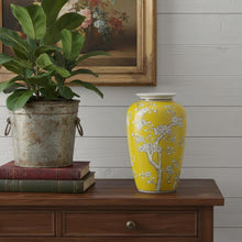 Load image into Gallery viewer, Floral Porcelain Urn Table Vase - White / Yellow