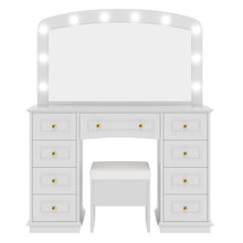 Load image into Gallery viewer, Mirrored Nine Drawer Vanity Table Lights - White