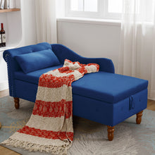 Load image into Gallery viewer, Chaise Lounge Indoor, Lounge Chair For Bedroom With Storage & Pillow, Modern Upholstered Rolled Arm Chase Lounge For Sleeping With Nailhead Trim For Living Room Bedroom Office
