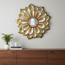 Load image into Gallery viewer, 36" Metal Flower Framed Accent Mirror - Gold