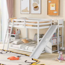 Load image into Gallery viewer, Bunk Bed With Ladder, Slide, And Shelves Pine Wood