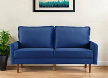Load image into Gallery viewer, Sofa Velvet With Dark Brown Legs - Blue
