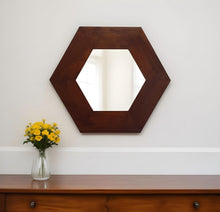 Load image into Gallery viewer, 19" Hexagon Solid Framed Accent Mirror - Dark Brown