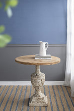 Load image into Gallery viewer, Antique Round Wood Table - Antique White / Gray