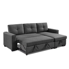 Load image into Gallery viewer, Polyester Blend Convertible Futon Sleeper Sofa With Black Legs - Dark Gray