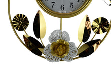 Load image into Gallery viewer, Silent Analog Floral Round Wall Clock - Gold / White