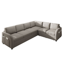 Load image into Gallery viewer, L-Shaped Couch With Pull-Out Bed, Convertible Sleeper Sofa With Side Pocket & USB Port