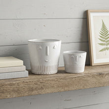 Load image into Gallery viewer, Porcelain Abstract Face Pot Planters (Set of 2) - White