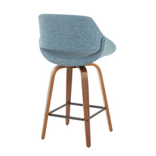 Load image into Gallery viewer, Fabrico - Mid-Century Modern Counter Stool (Set of 2) - Walnut / Blue