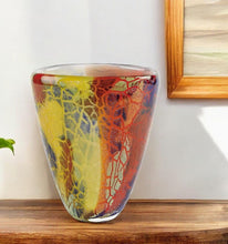 Load image into Gallery viewer, Murano Abstract Oval Table Vase - Orange / Red / Yellow