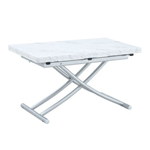 Load image into Gallery viewer, Modern Minimalist Multifunctional Lift Table With Metal Legs - White / Silver
