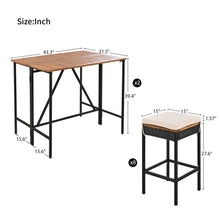 Load image into Gallery viewer, Outdoor Acacia Wood Bar Height Table And Eight Stools With Cushions