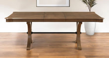 Load image into Gallery viewer, 64" Solid Wood Removable Leaf Trestle Base Dining Table - Brown