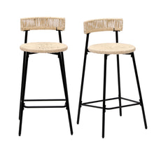 Load image into Gallery viewer, Boho Style Handwoven Paper Rope Counter Stools (Set of 2)