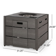 Load image into Gallery viewer, Rustic Style Outdoor Square Propane Fire Pit, 40,000 Btu