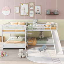 Load image into Gallery viewer, L-Shaped Bunk Bed With Slide And Short Ladder