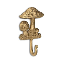 Load image into Gallery viewer, 4" Cast Iron Mushroom Wall Hook - Gold