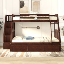 Load image into Gallery viewer, Bunk Bed With Drawers, Ladder And Storage Staircase