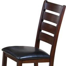 Load image into Gallery viewer, Upholstered Faux Leather Slat Back Dining Side Chairs (Set of 2) - Brown / Black