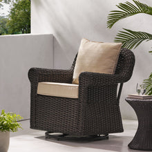 Load image into Gallery viewer, Amaya - Outdoor Swivel Rocker Chair With Water Resistant Cushions - Brown / Beige