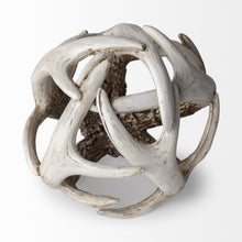 Load image into Gallery viewer, Faux Antler Decorative Orb - Off White / Brown