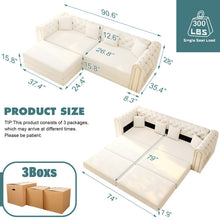 Load image into Gallery viewer, 3-In-1 Convertible Sleeper Sofa With Movable Ottoman For Living Room