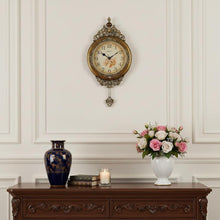 Load image into Gallery viewer, Silent Pendulum Ornate Round Wall Clock (626382) - Gold / Silver
