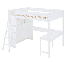 Load image into Gallery viewer, Modern Loft Bed With Desk And Shelves