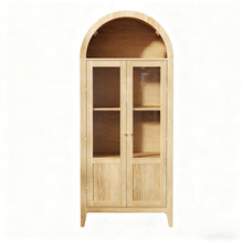 Load image into Gallery viewer, Arched Accent Cabinet With Two Glass Panel Doors - Natural
