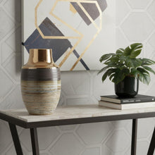 Load image into Gallery viewer, Striped Round Table Vase - Brown / Bronze