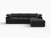 Load image into Gallery viewer, 120" 2 Piece Living Room Set Blend Modular Sofa With Ottoman Storage - Black